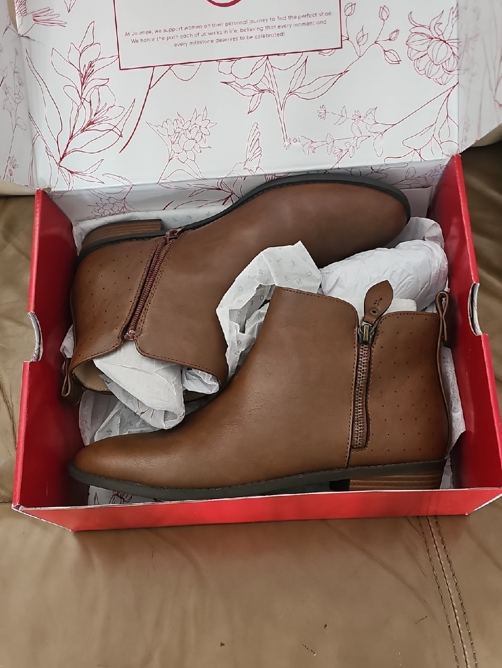 Journey Women's Brown Ankle Booties with Side Zip